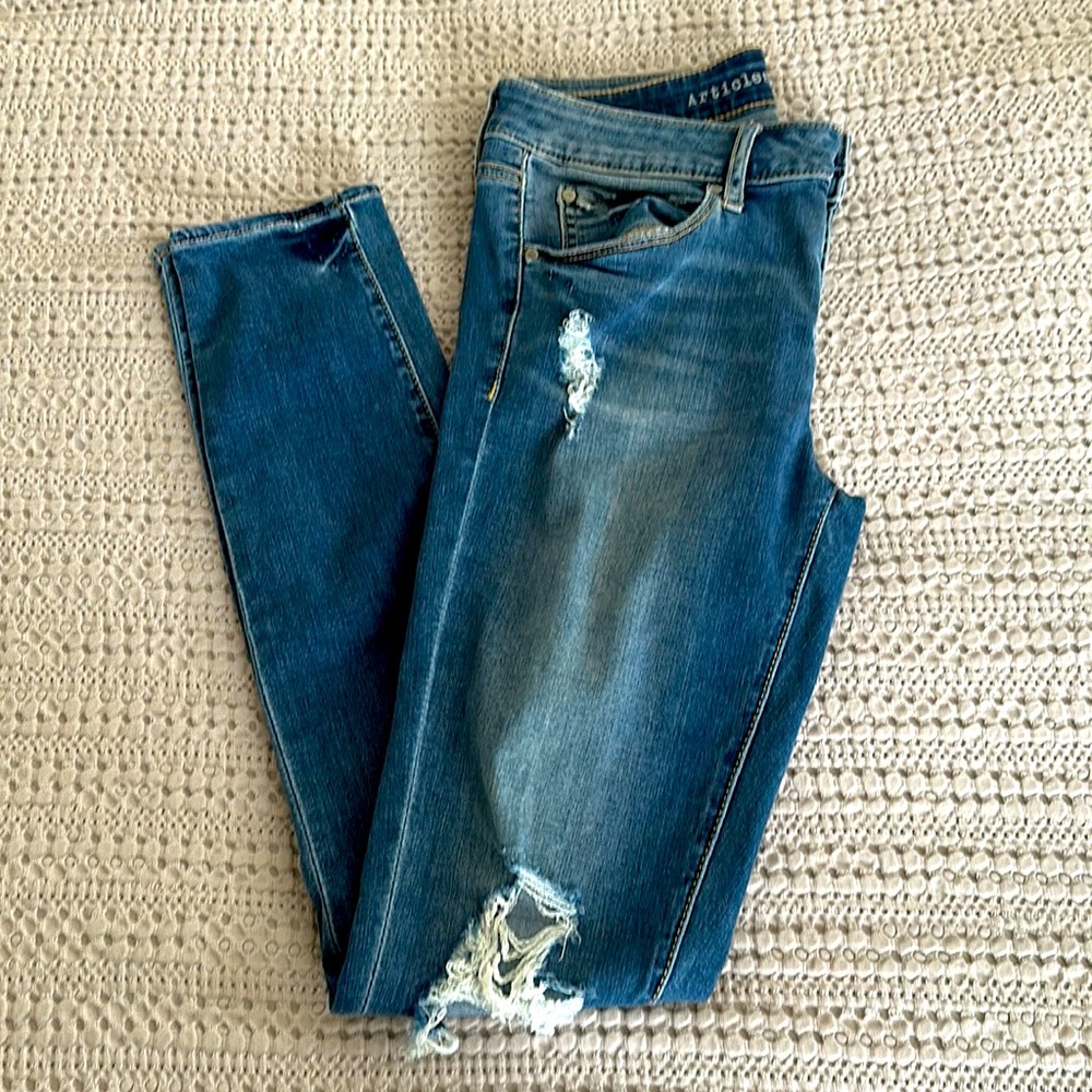 Articles Of Society Blue Wash Jeans, Distressed.